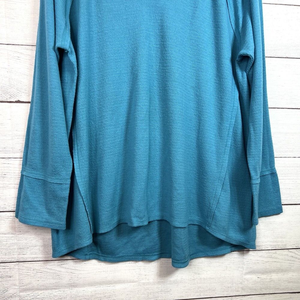 Wildfox Haley Brushed Knit Long Sleeve V-Neck Top Women’s XL Turquoise WLT40185 - Picture 5 of 9